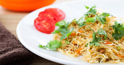 Delicz Roasted Vermicelli Upma Scrambled Eggs with Kerala Kadala Curry